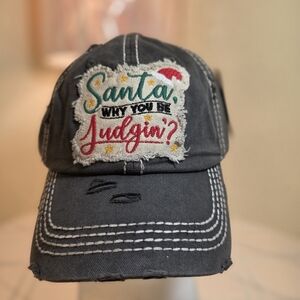 Santa Judgin' Cap - Black Distressed. Embroidered. NWT.